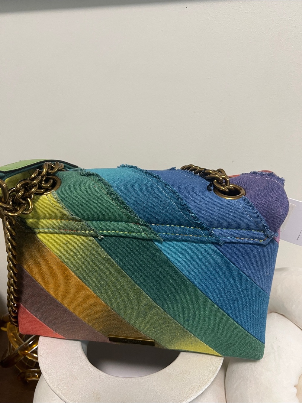 NWT Kurt Geiger Kensington Rainbow Denim Shoulder Bag - Picture 5 of 12
